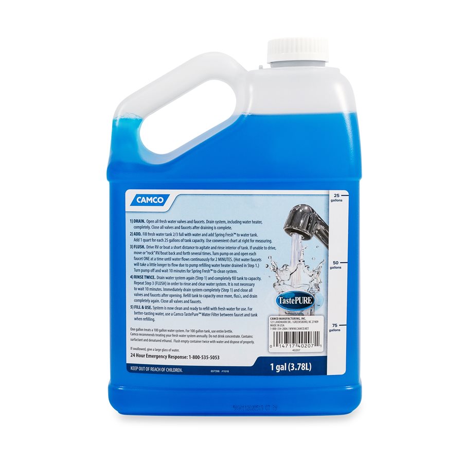 Camco Fresh Water System Cleaner, Cleans Up To 100 gal Tank, 1 gal - 40207