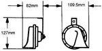 HELLA Horn, One 500 Hertz High-Tone Horn/One 400 Hertz Low-Tone Horn, 110 Decibels, 12 V/6 amp - 007424801