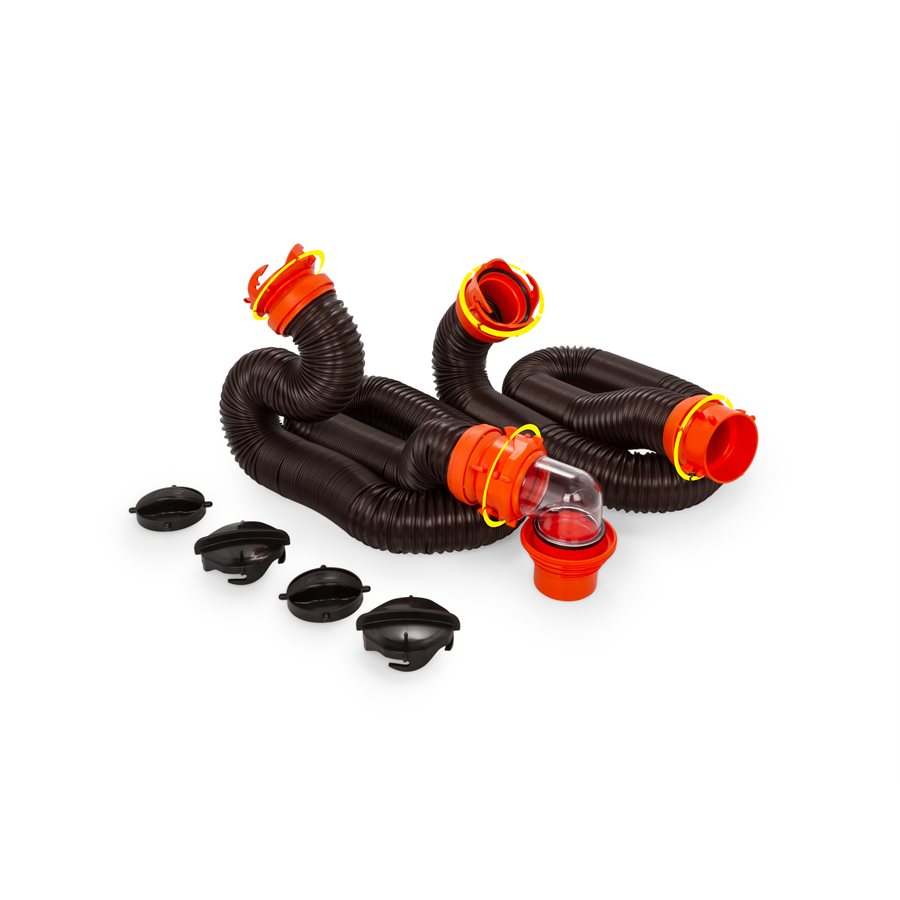 Camco Sewer Hose, 20 ft Extended Length, 3 in Diameter, 23 Mil Polyolefin Reinforced With Steel Wire - 39741