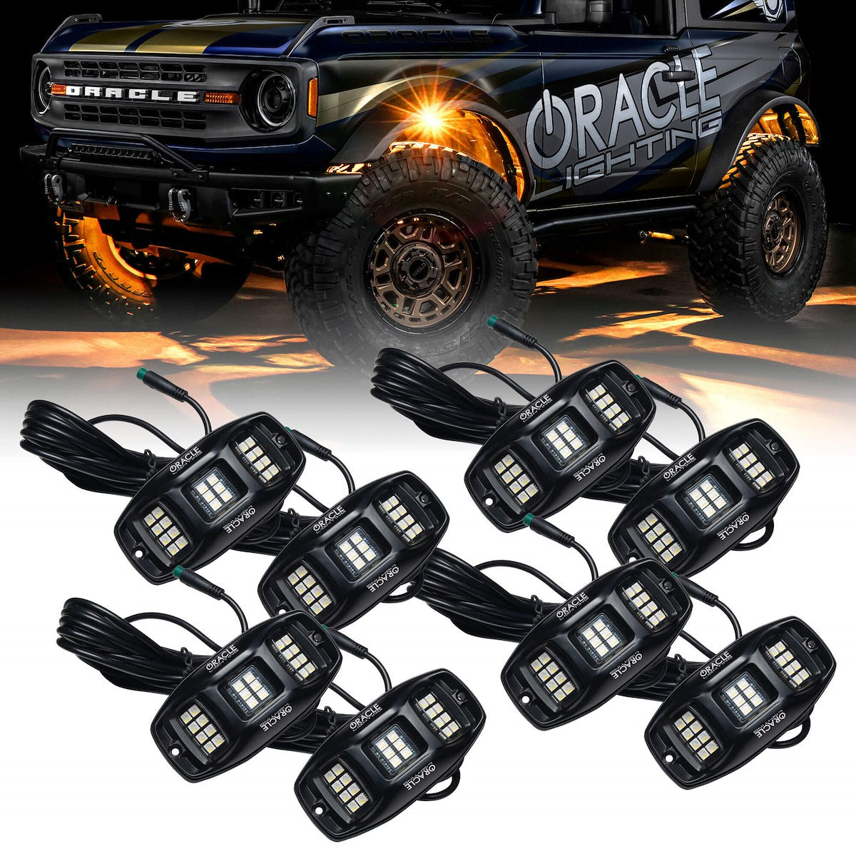 Oracle Lighting Underbody Light Kit, LED, White With RGB System, Aluminum Housing, Set Of 8 - 5895-339-8