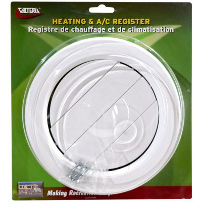 Valterra Heating/Cooling Register, 5 in Diameter, 7/8 in Collar, 360 degree Rotating/Dampered Vane Air Return - A10-3358VP