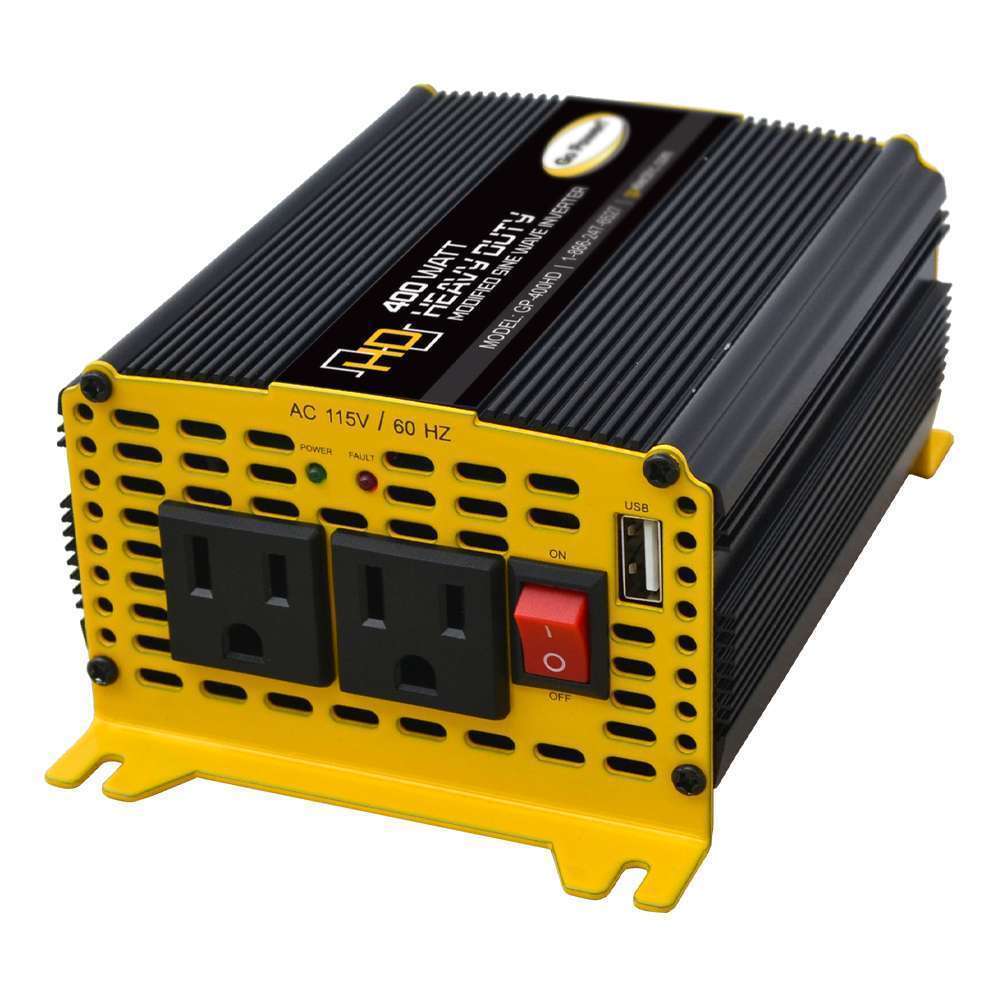 Go Power Power Inverter, Heavy Duty Series, Inverts 12 V DC To 110 V AC, 300 Watts Output/400 Watts Surge - GP-400HD