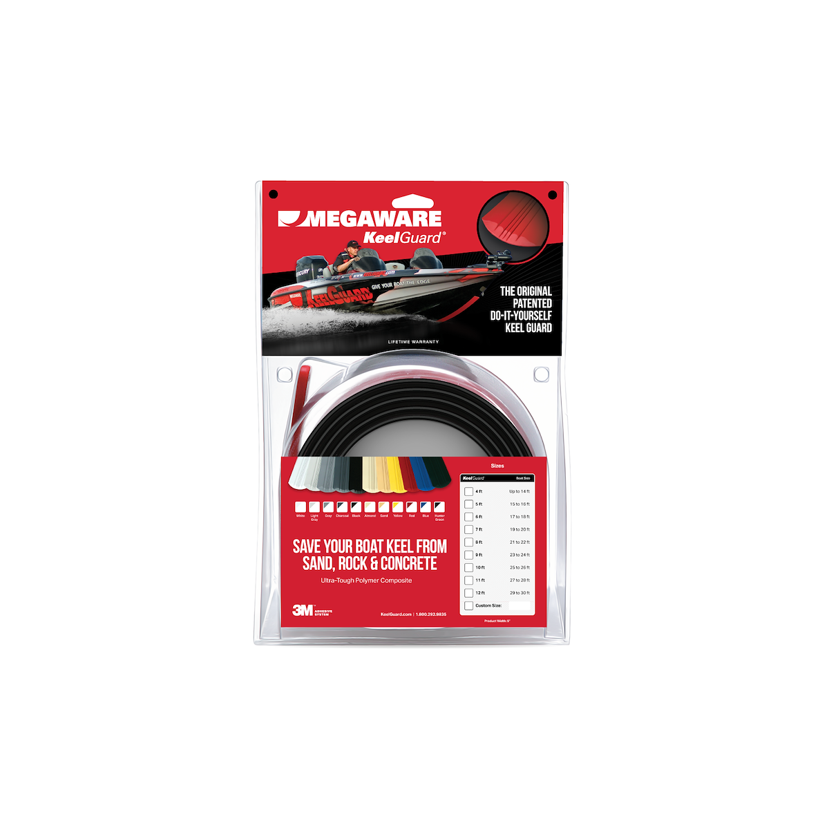 Megaware KeelGuard Keel Guard, Fits Up To 20 ft Boat, 3M Adhesive Mount, 5 in Width x 7 ft Length - 20207