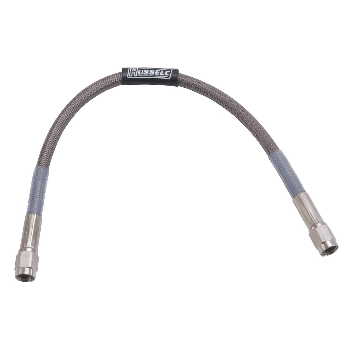 Russell Automotive Brake Line, EnduraShine  Braided Stainless Steel, Straight -3 AN Fitting To Straight -3 AN Fitting, 9 in Length - 656012