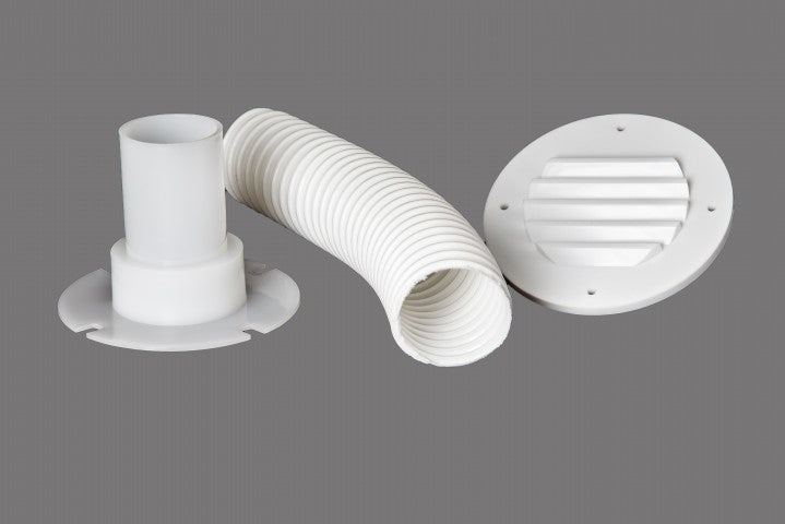 MTS Products Battery Box Vent, Louvered Vent, White, Accommodates 9 in Hose - 276