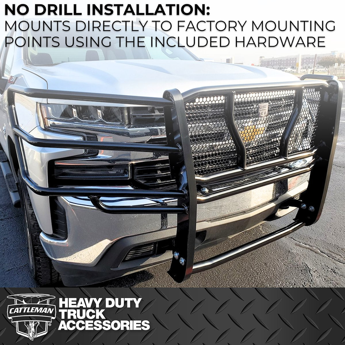 Cattleman HD Grille Guard, 1 Piece, Black, Steel - 1134PS