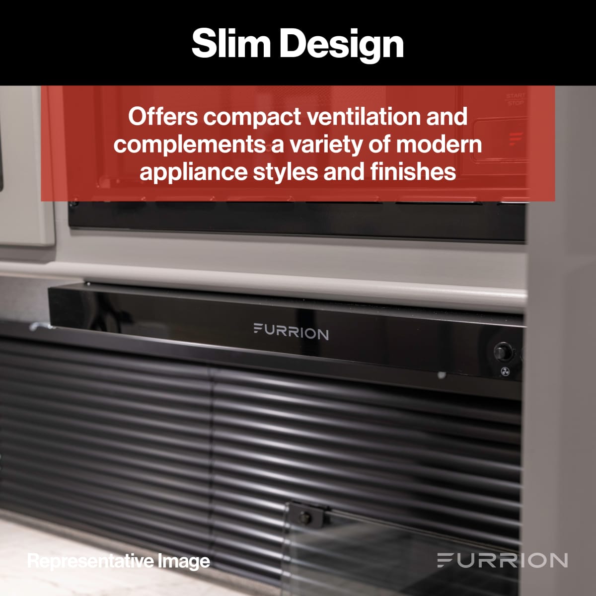 Furrion Stove Vent Hood, For 12 To 18 in Cabinet Depth, 10-11/16 in Width x 3-3/4 in Height Exhaust Duct, With LED Down Light - FHO23SACR-SS