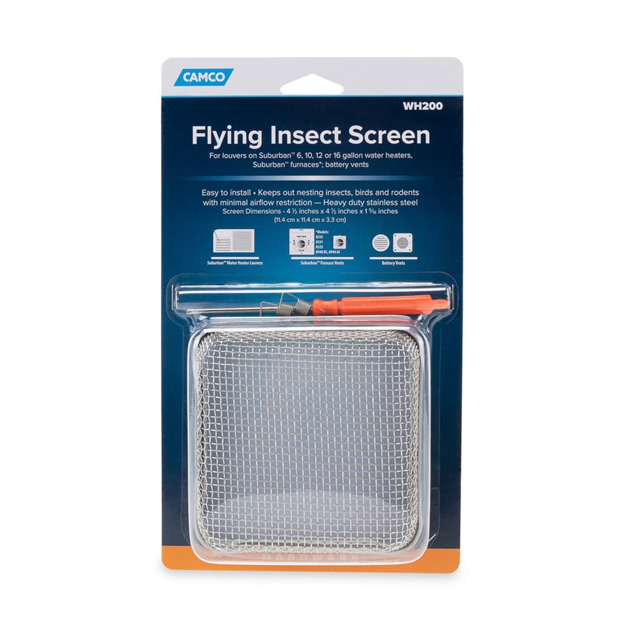 Camco Bug Screen - RV Appliance, 4-1/2 in Length x 4-1/2 in Width x 1-5/16 in Depth, Stainless Steel, Model WH200 - 42150