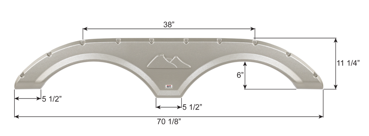 Icon Fender Skirt, 70-1/8 in Length x 11-1/4 in With 6 in Radius Wheel Arch, Black - 12551