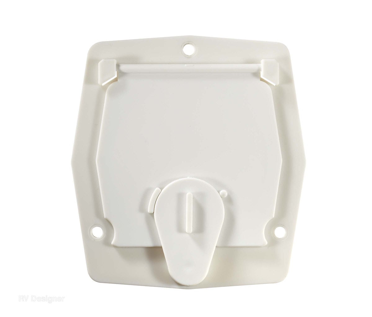 RV Designer Electrical Cord Hatch, For Use With Up To 30 amp Cords, 4.2 in x 3.9 in x 2 in Overall Dimensions, 3 in Cut Out Dimension - B140