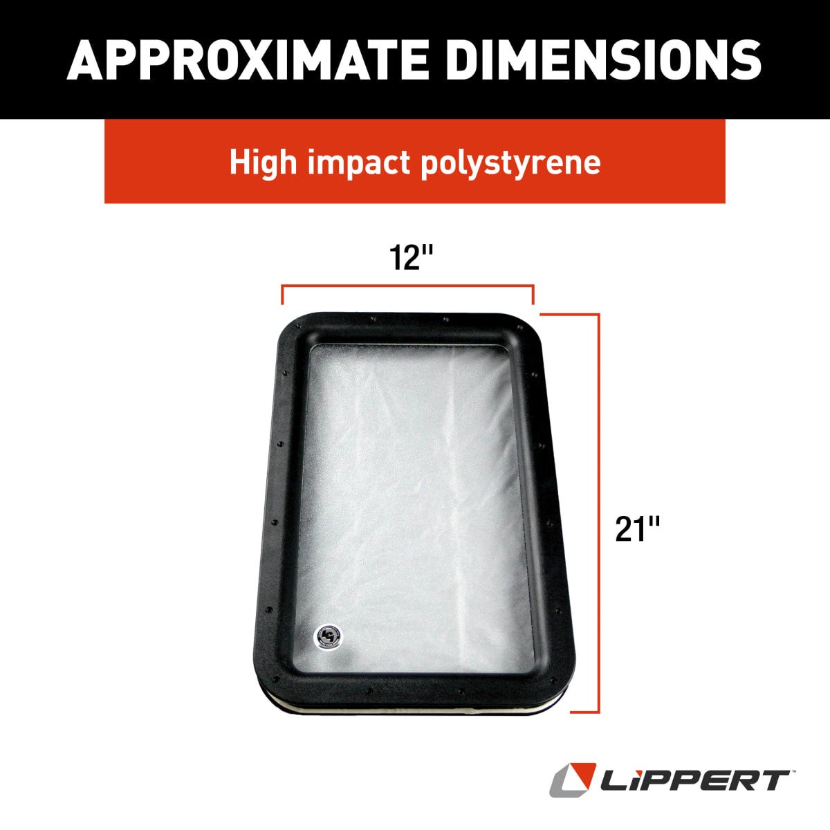 Lippert Entry Door Window Frame, 12 in Width x 21 in Height, Black - 363370