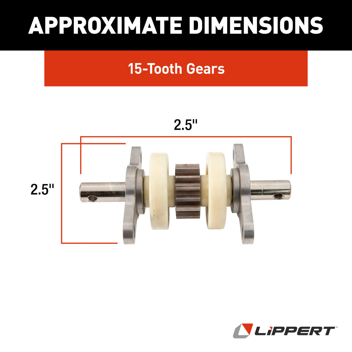 Lippert Slide Out Gear, 15 Teeth, Fits 2-1/2 in X 2-1/2 in Tubing - 324869