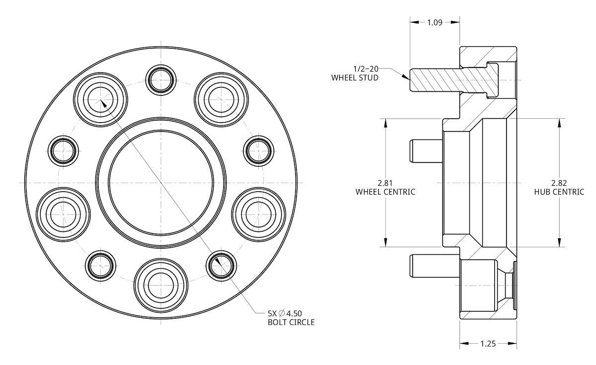 Spidertrax Wheel Spacer, 5 x 114.3 Millimeter/5 x 4.50 in Bolt Pattern, 31.75 Millimeter/1.25 in Thickness, Anodized Blue, Set Of 2 - WHS002