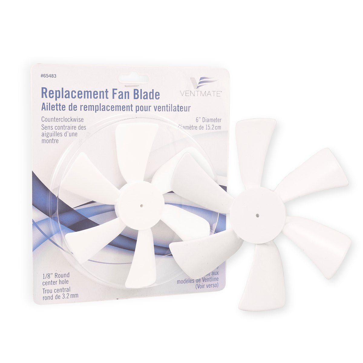 Ventmate Exhaust Fan Blade, For 12 V Ventline Roof Vents/Range Hoods, 1/8 in Round Bore, 6 in Length - 65483