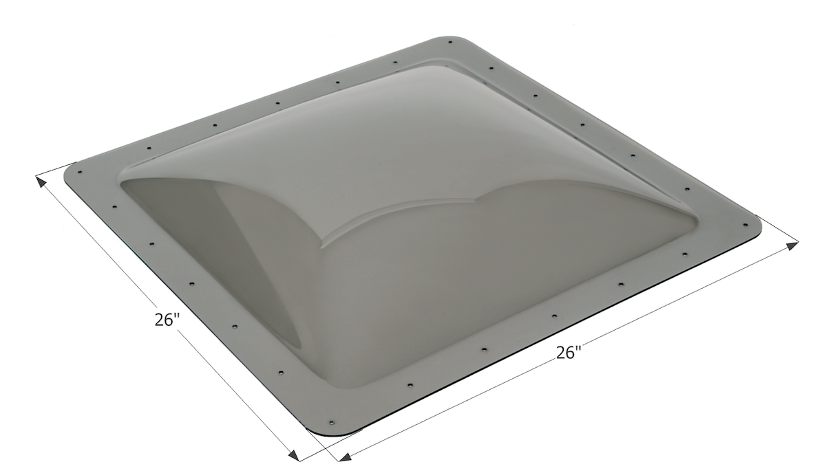 Icon Skylight, 4 in High Bubble Type Dome, For 22 in Length x 22 in Width Opening, 26 in Length x 26 in Width Flange - 12121