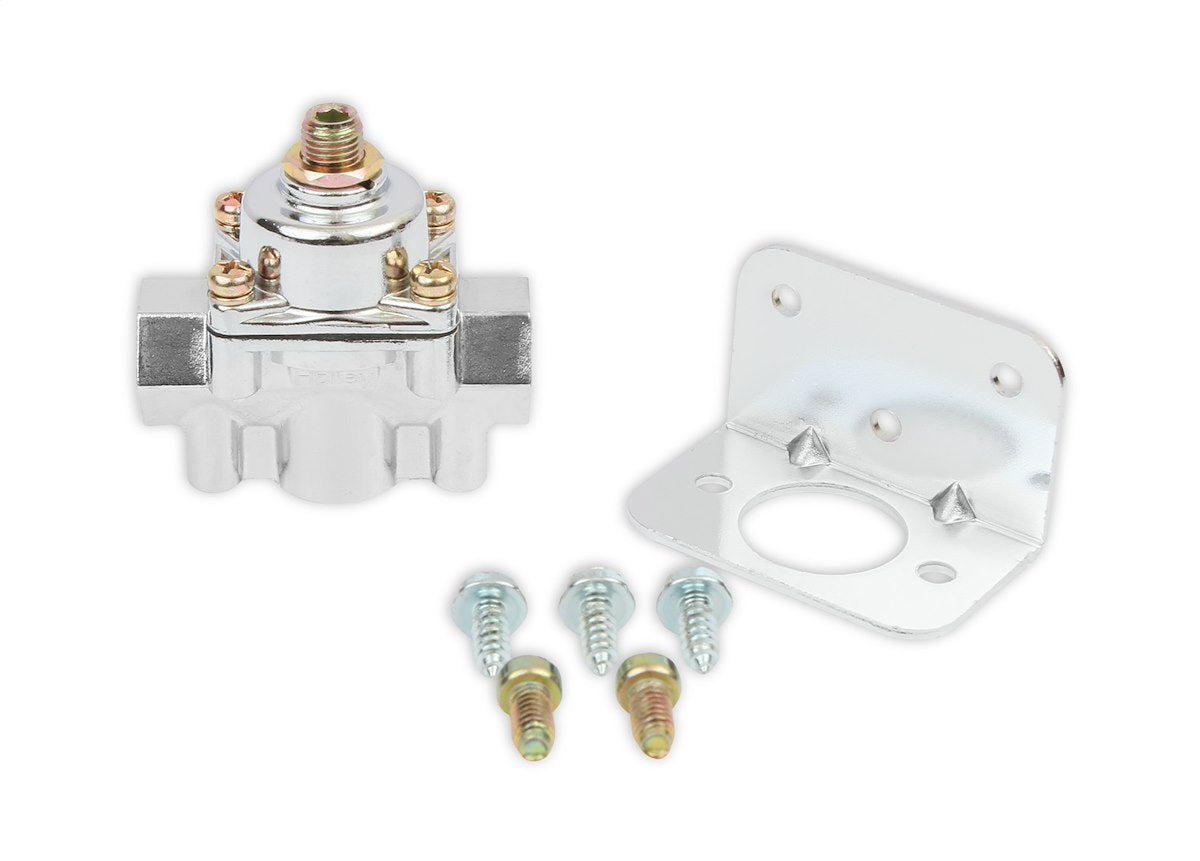 Holley Fuel Pressure Regulator, 1-4 PSI, 3/8 in NPT Inlet/Outlets, Satin Chrome - 12-804