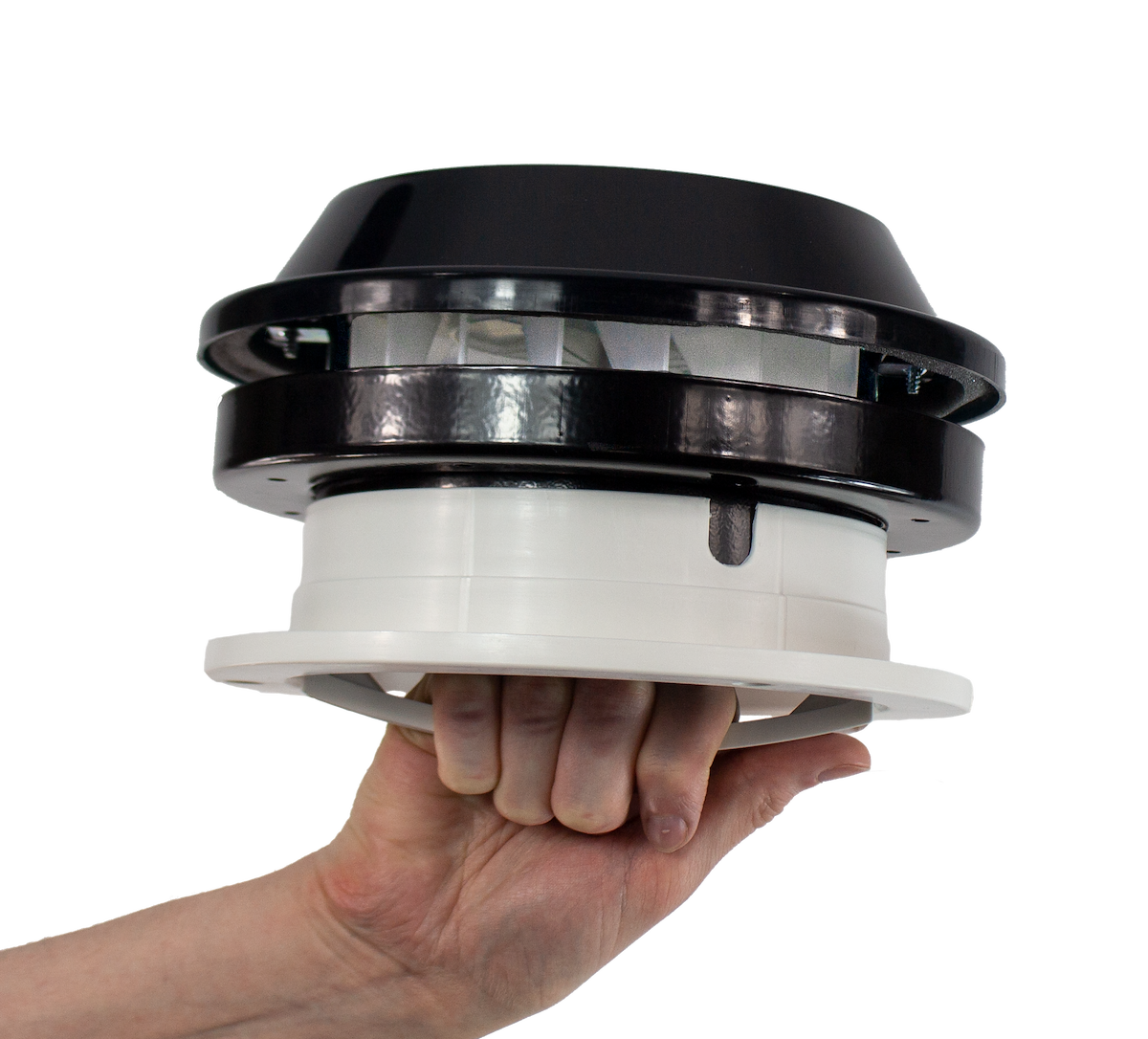 Ventline Roof Vent, 6-1/4 in Diameter, With 12 V Fan, Polar White - VP-543