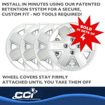 Coast2Coast Wheel Cover, 15 in, 6 Spoke, Spring Steel Clip, Set Of 4 - IWC43215S