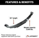 Lippert Trailer Axle Leaf Spring, 25.25 in Free Length, 26 in Loaded Length, 1.75 in Loaded Arch Height - 702095