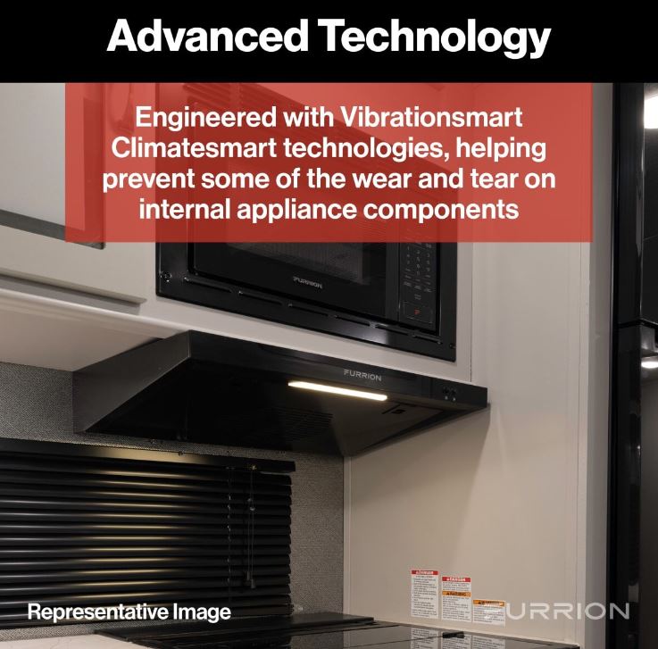 Furrion Stove Vent Hood, For 12 To 18 in Cabinet Depth, 10-11/16 in Width x 3-3/4 in Height Exhaust Duct, With LED Down Light - FHO23SACR-BL