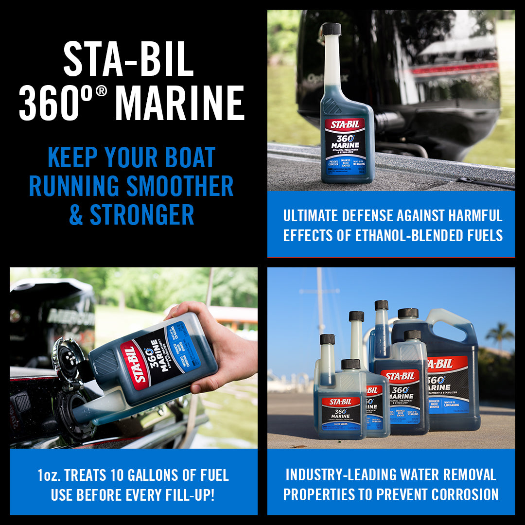 Sta-Bil Fuel Additive, 360° Marine, Treats Up To 100 gal, 10 oz Bottle - 22241