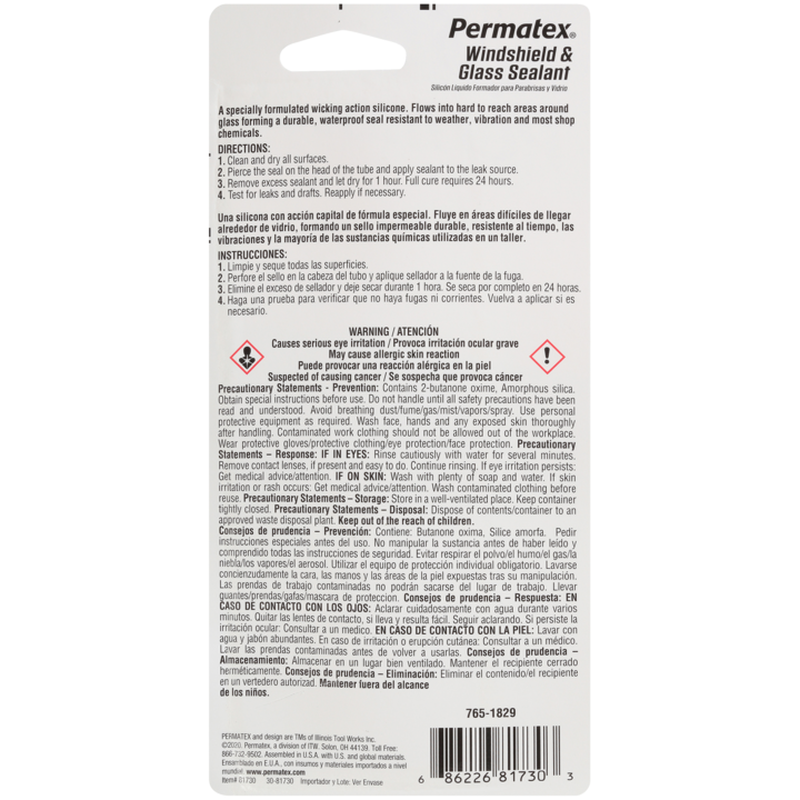 Permatex Windshield Sealer, 1.5 oz Tube - 81730