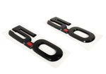 Ford Performance Emblem, For Mustang 5.0, With Right and Left Side 5.0 Emblems, Black 5/Red Point/Black 0, Set Of 2 - M-1447-M50AB