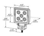 Grote Industries Work Light, Black Powder Coated Die Cast Aluminum Housing, Stainless Steel Bracket, 1100 Raw Lumens - BZ201-5