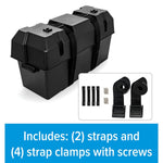 Camco Battery Box, Fits Two 6V Group GC2 Batteries Or Two 12V Group 24/24M Batteries, With 2 Tie Down Straps And 4 Strap Clamps With Screws - 55374