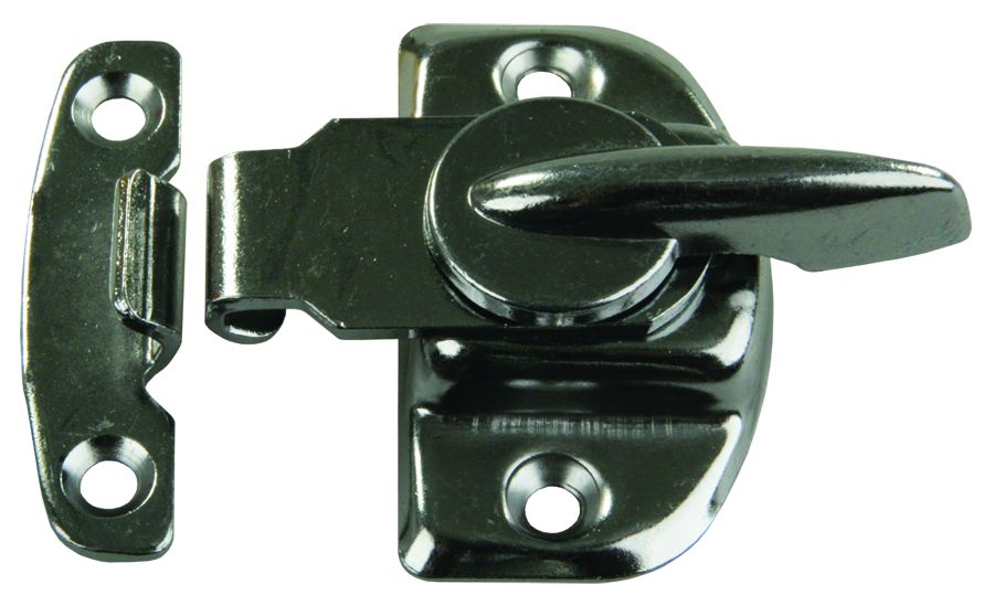 JR Products Window Latch, 1.78 in On Centre (Base Mounting Holes), 1.55 in On Centre (Strike Mounting Holes), Chrome - 11725