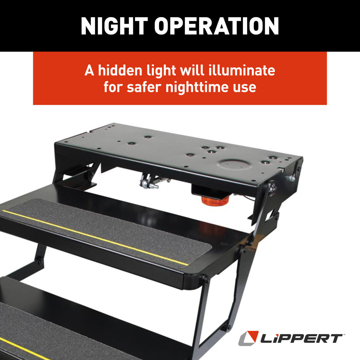 Lippert Entry Step, Series 25, 24 in Tread Width x 9 in Depth, With 8 in Rise - 365837
