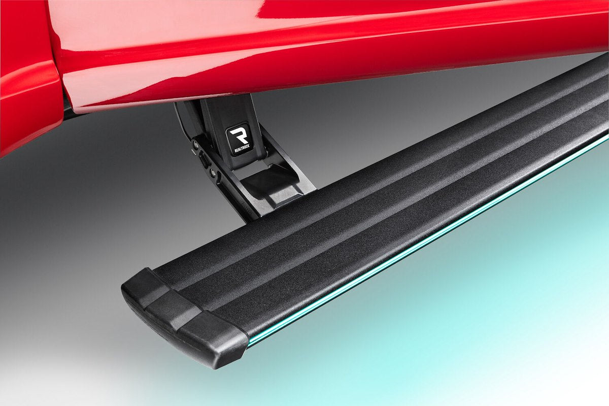 AMP Research Running Board, Textured Powder Coated, Black, Die Cast Aluminum - 76242-01A