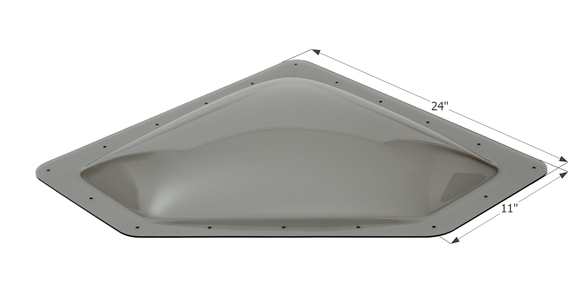 Icon Skylight, 4 in High Bubble Type Dome, For 20 in Length x 8 in Width Opening, 24 in Length x 11 in Width Flange - 12114