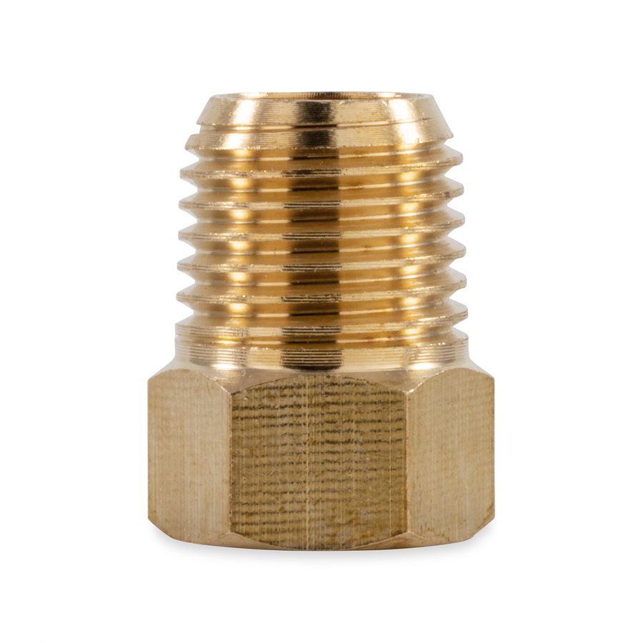Camco Propane Hose Connector, 1/4 in Male NPT x 1/4 in Female Inverted Flare, Brass - 59953
