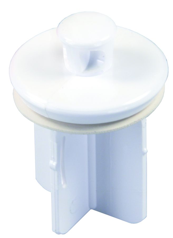 JR Products Sink Drain Stopper, 1-1/4 in, 4 Flat Plastic Stem, White - 95205