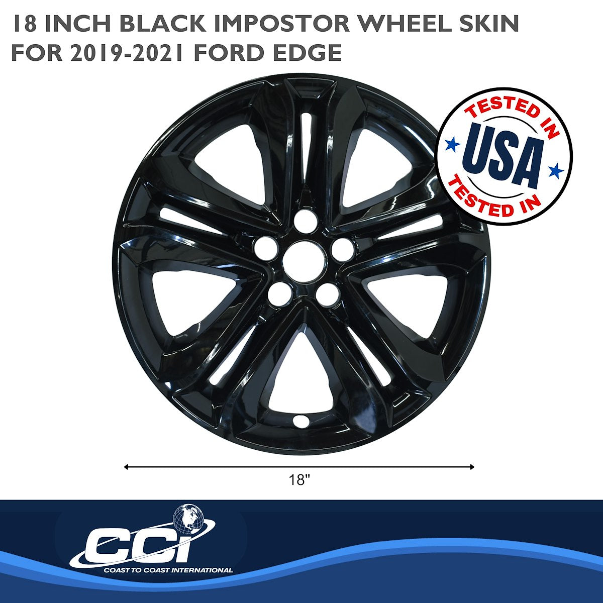 Coast2Coast Wheel Skin, 18 in, 5 Double Spokes, Gloss Black, Set Of 4 - IMP492BLK