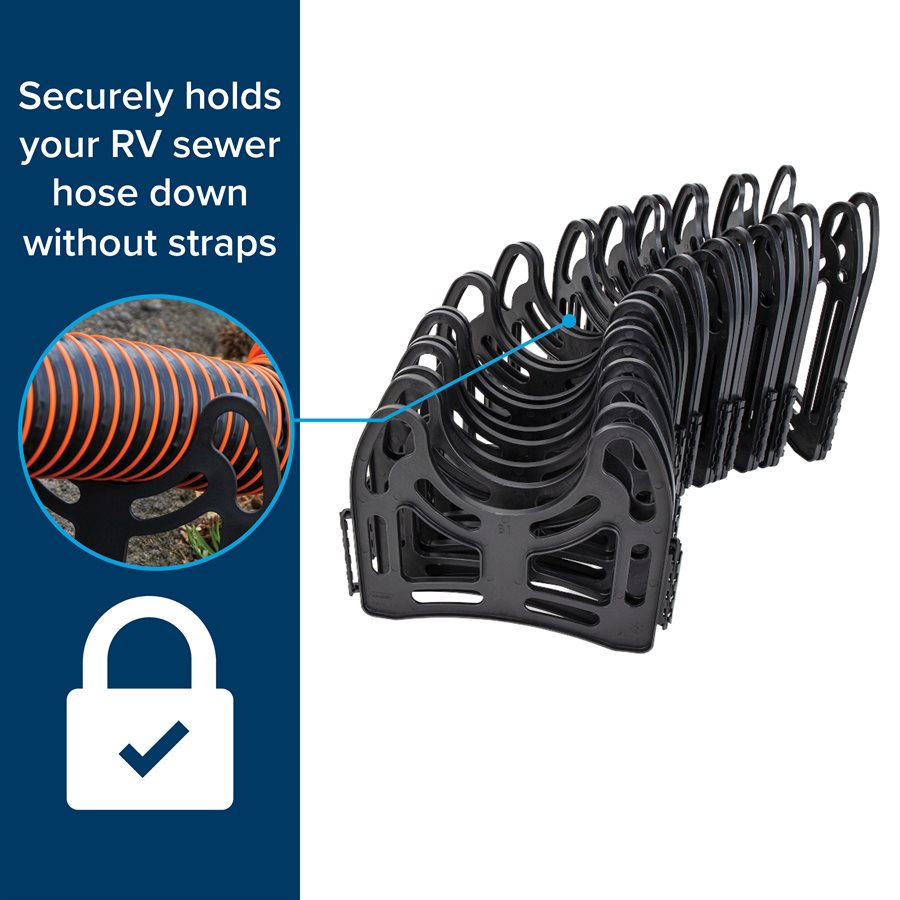 Camco Sewer Hose Support, Holds 10 ft Hose, Black - 43031