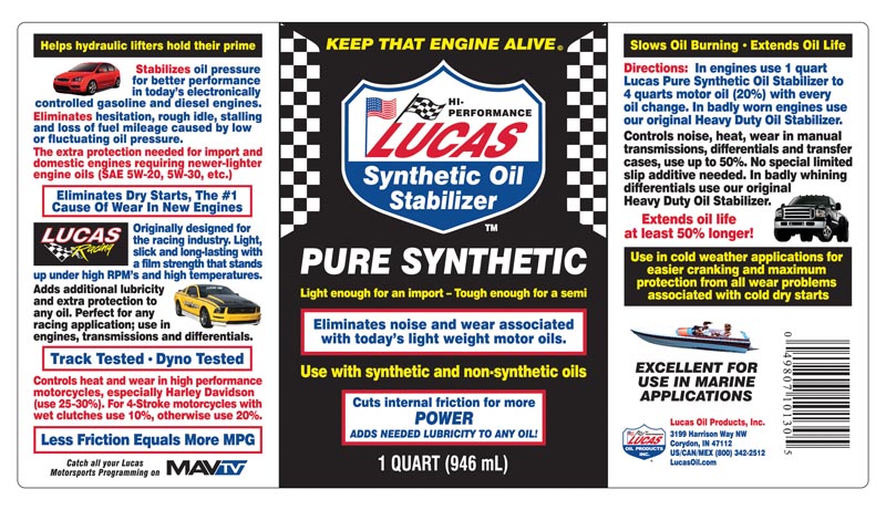 Lucas Oil Oil Additive, 1 qt Bottle - 10130