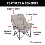 Lippert Camping Chair, 23-1/2 in Depth x 38-1/5 in Width x 39-1/2 in Height, 400 lb Weight Capacity - 2021128653