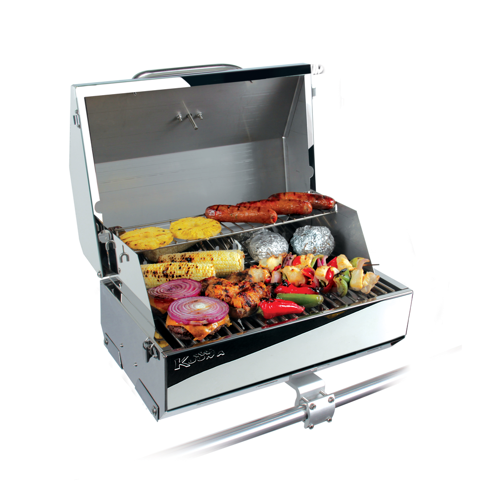 Camco Marine Barbeque Grill, Elite 216, 13000 BTU, 15 in Length x 22 in Width x 13 in Depth - 58155