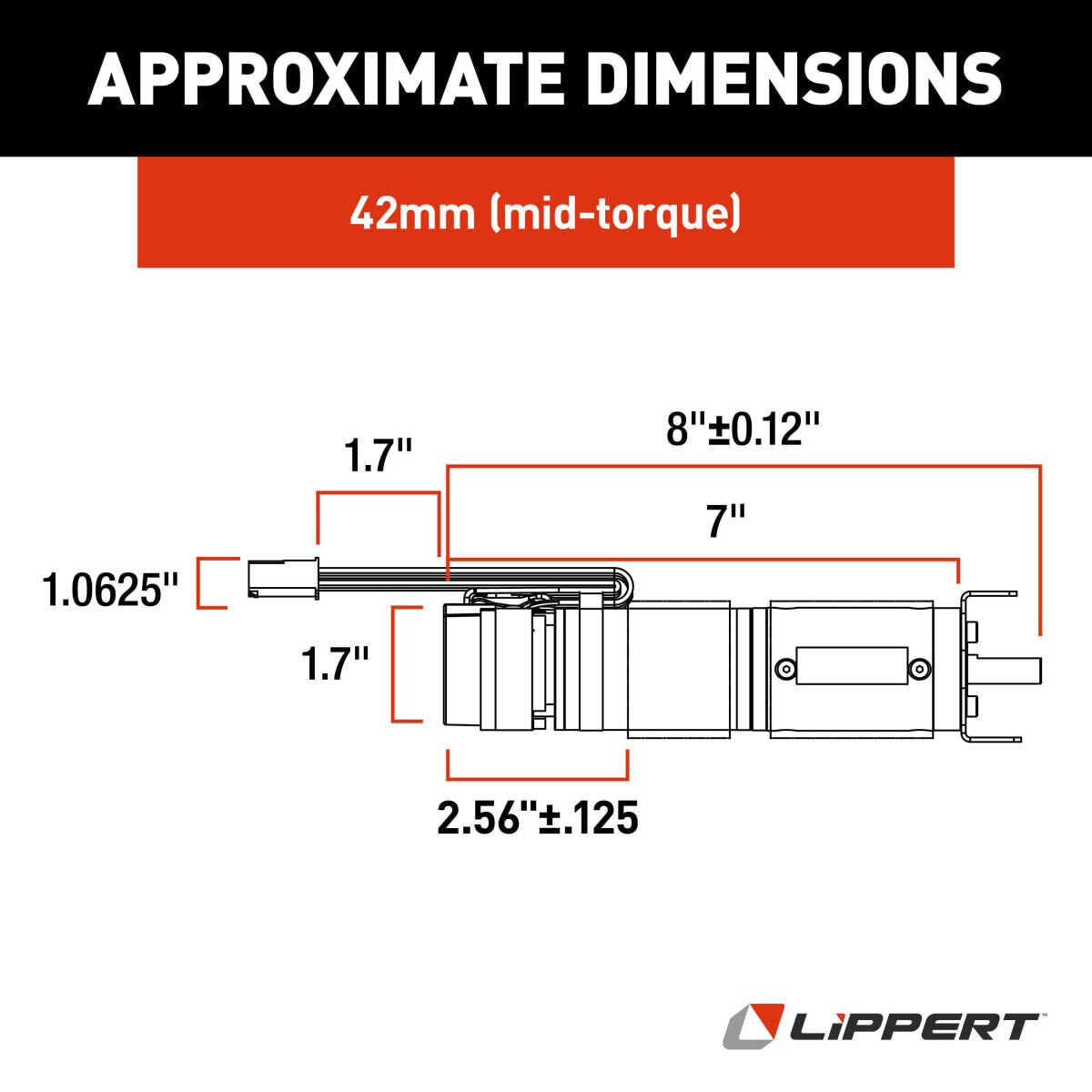 Lippert Slide Out Motor, Use With Lippert In Wall Slide Out System 42MM, Replaces Kwikee 1510000227 - 364262
