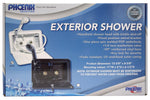 Phoenix Products Exterior Shower, White, With 2 Knob Handle/Hand-Held Shower Head With 59 in Vinyl Hose - PF266201