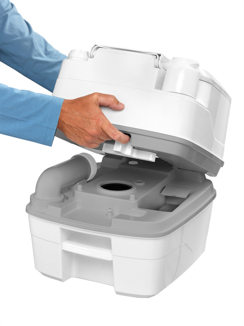 Thetford/ Norcold Toilet, Porta Potti  365, 4.0 gal Fresh Water Tank And 5.5 gal Waste Water Tank, White/Medium Gray - 50281
