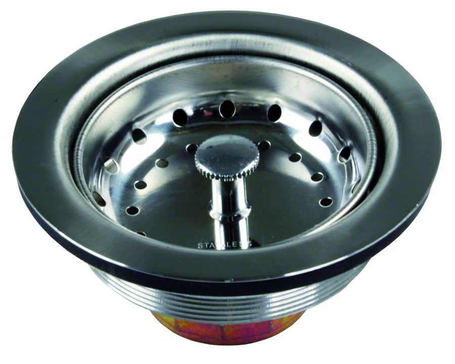 JR Products Sink Strainer, Fits Any 3-1/2 in To 4 in Sink Opening, Stainless Steel - 95295