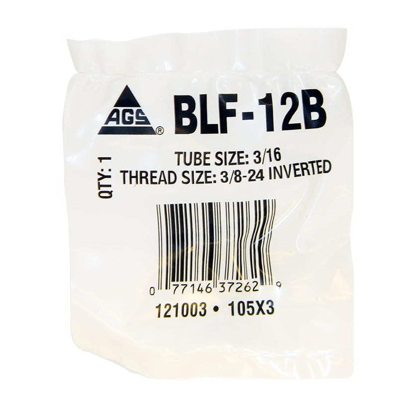 American Grease Stick Tube End Fitting Nut, 3/16 in Tube Size 3/8-24 Inverted Flare, Steel, 1 Per Bag - BLF-12B