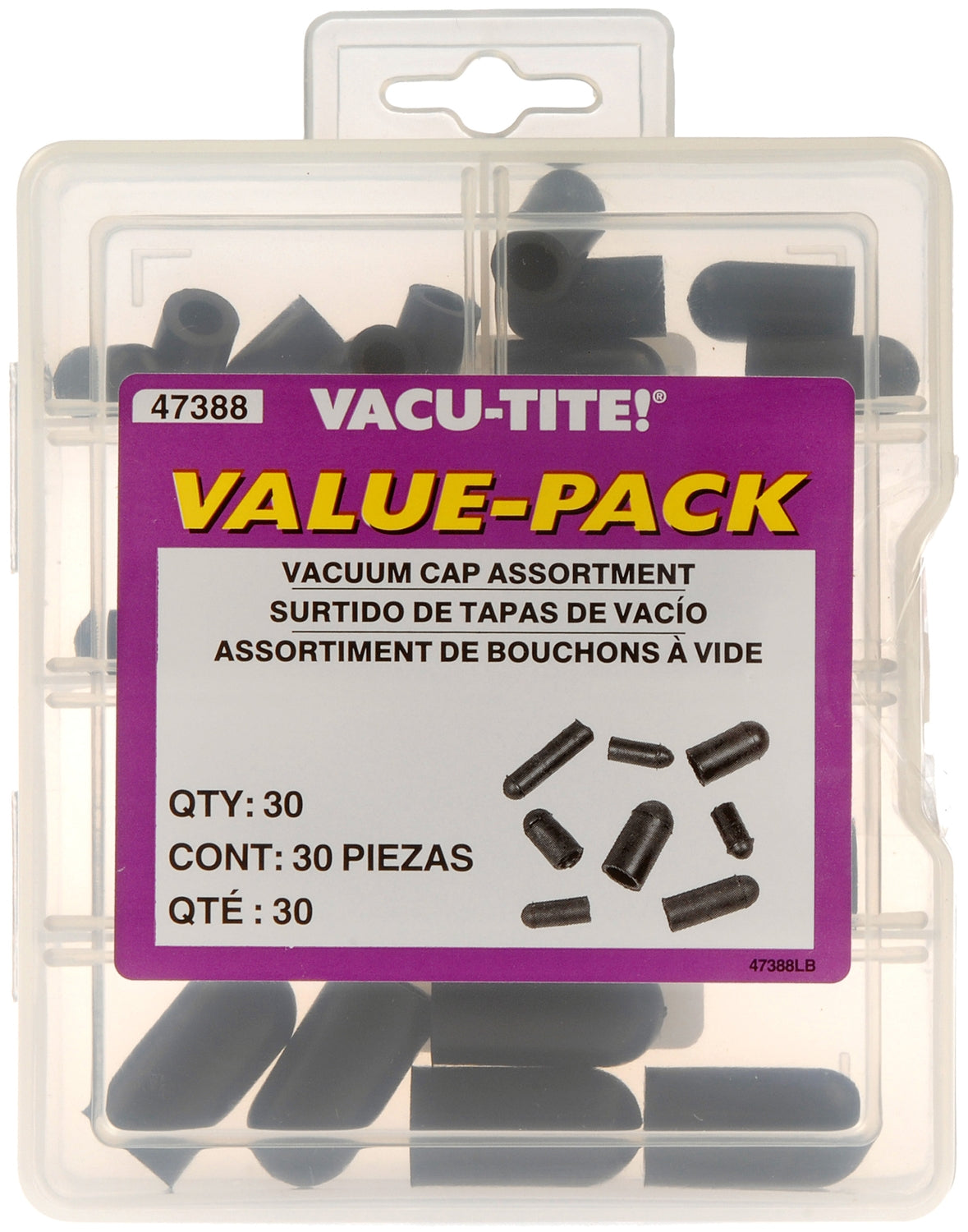 Dorman Vacuum Cap, Black, Assortment Of 30, Set of 30 - 47388