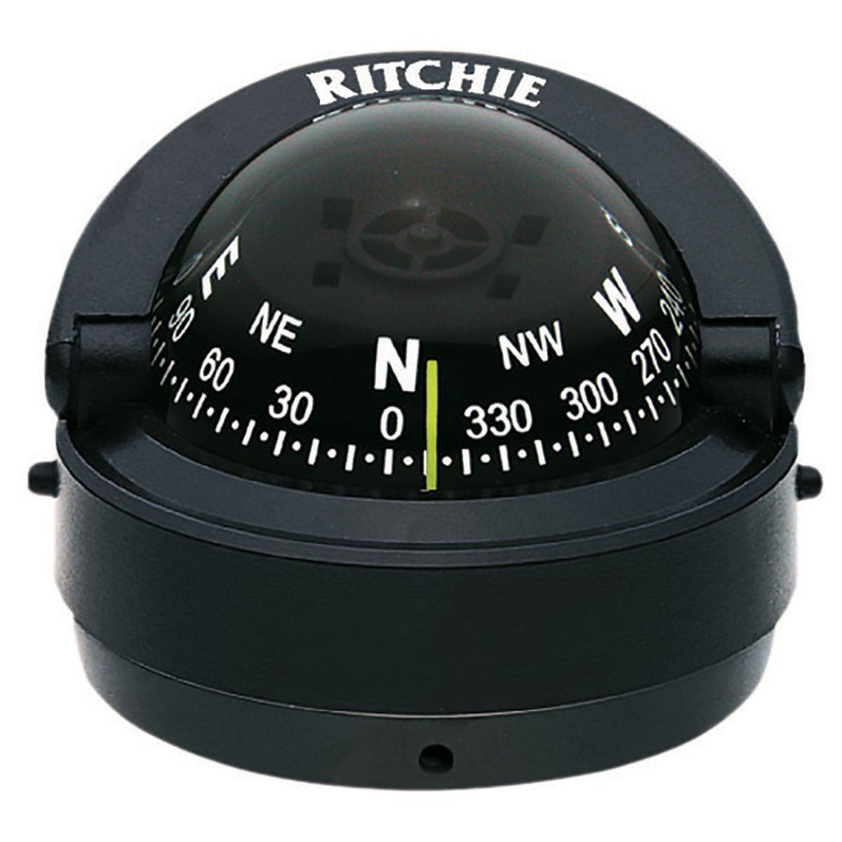 Ritchie Navigation Compass, Black, 12 V Green Light, 2-3/4 in Direct Read Dial - S-53