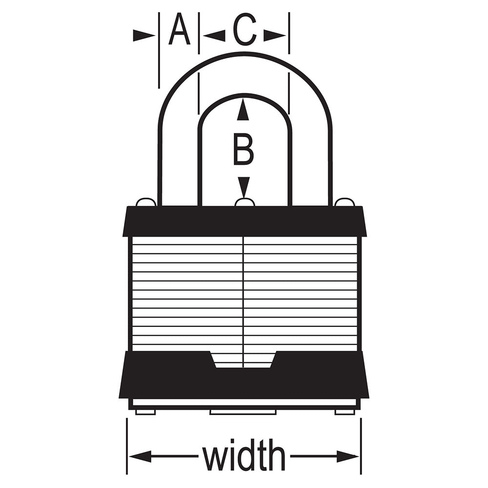 Master Lock Starter Sentry Padlock, 3/8 in Diameter Shackle/2 in Wide Body, 1 in Height x 15/16 in Width Shackle Clearance, Black/Gray - 5KAA4332