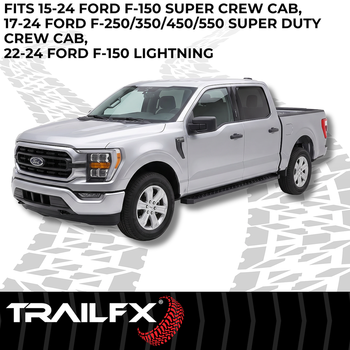 TrailFX Running Board, Black, Steel, 300 lb Capacity - RBW11B