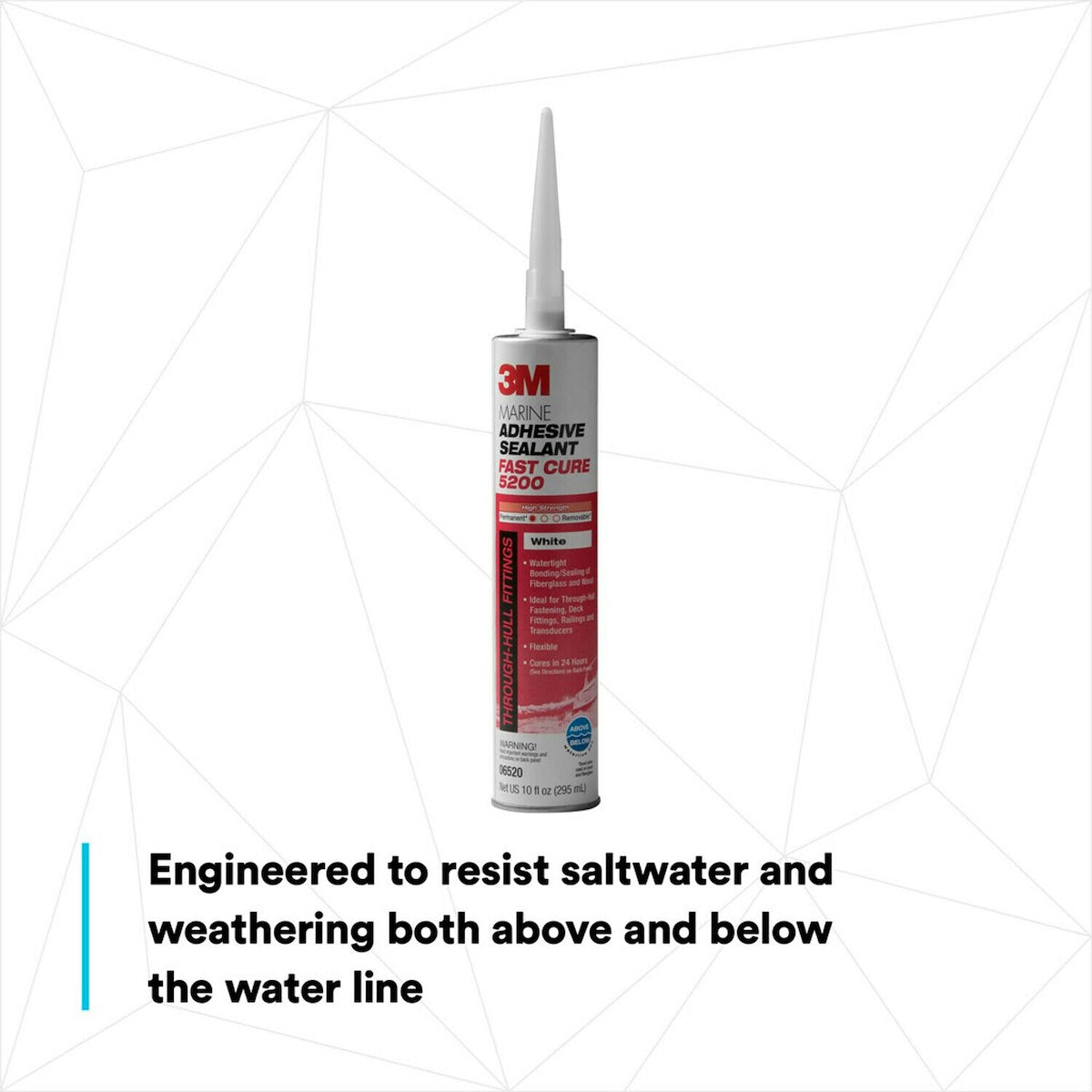 3M Adhesive Sealant, 3M 5200 Fast Cure, 10 oz Cartridge, White - 06520